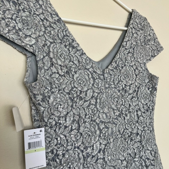 Alex Evening Wear 4 Elegant Gray Lace Evening Gown Mermaid formal NWT - Picture 6 of 12